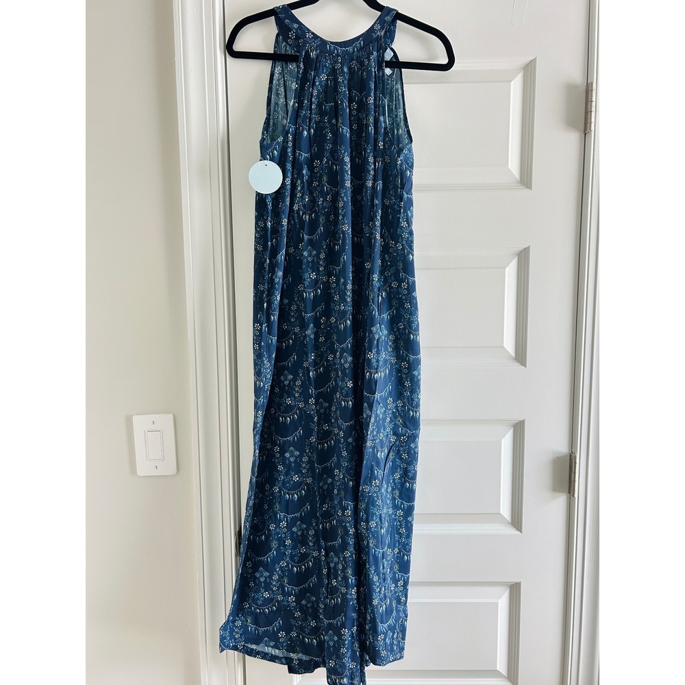 Hill House Giselle Dress in Charm Scallop Halter Navy Blue Floral Boho size XS - Picture 5 of 5
